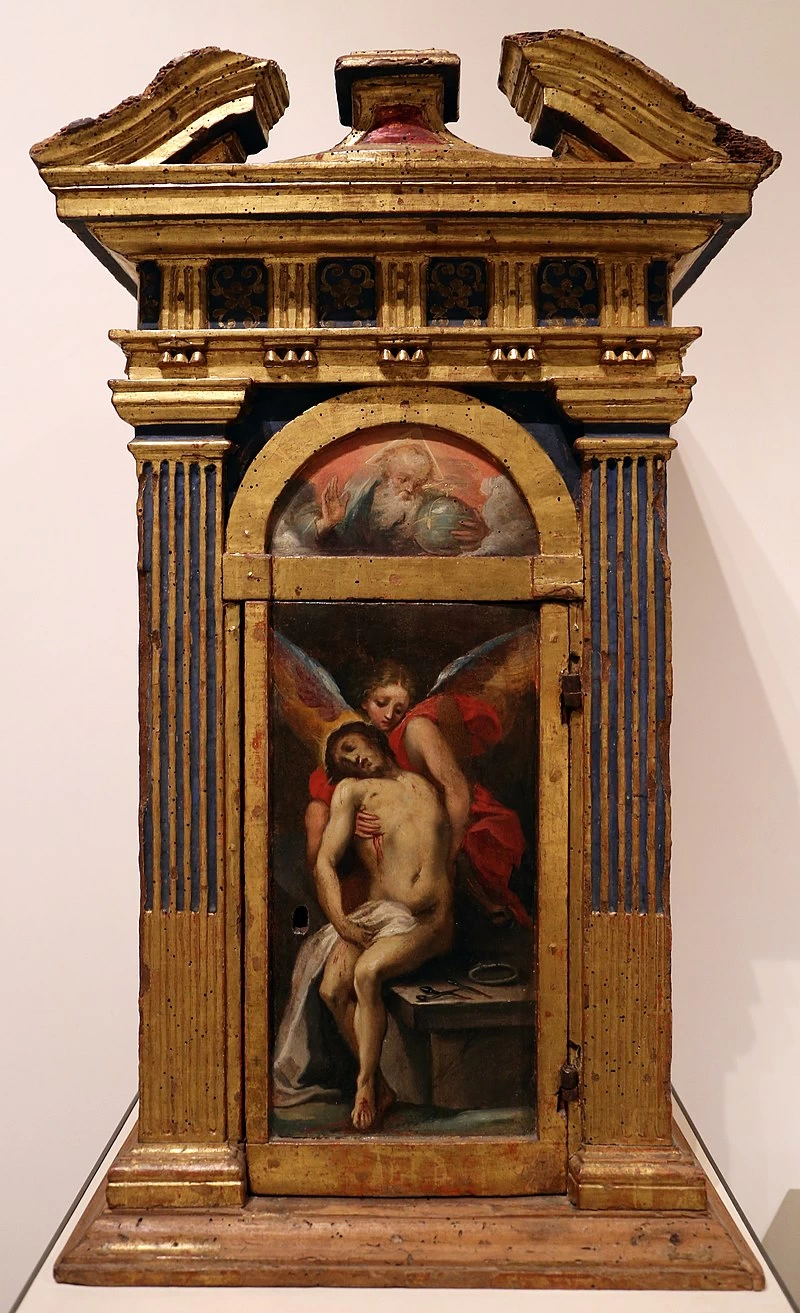 Cristo sorretto dall'angelo - Tabernacolo della Pieve di Bibbiano